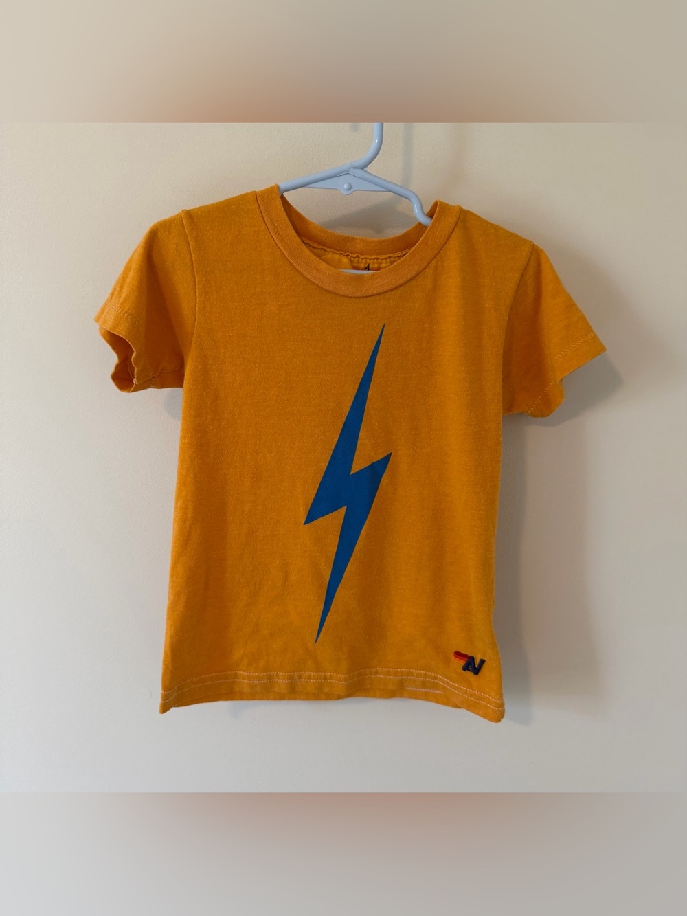 Aviator Nation Kids Bolt Tee Size 4 Orange Blue Short Sleeve